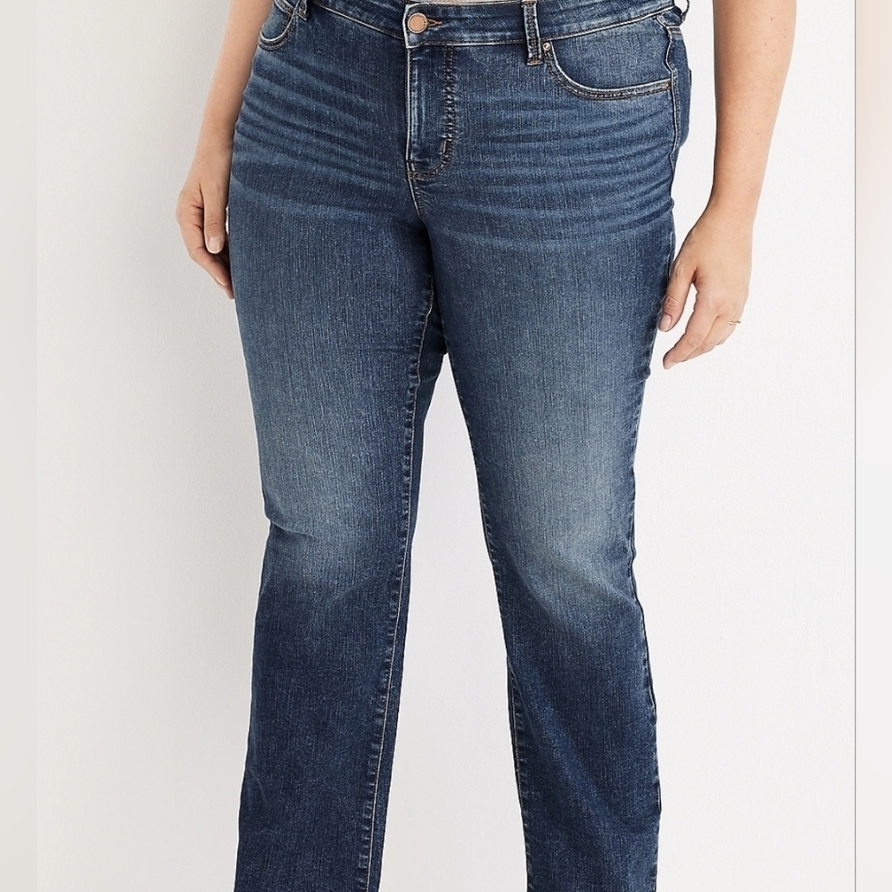 MAURICES,  medium wash blue, sandblasted, straight-leg jeans. Size 11/12